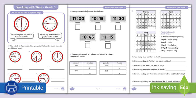 FREE! - Time Worksheets Grade 3 | Working With Time - Twinkl