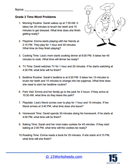 time worksheet grade 4 word problems