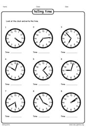 Time Worksheets for grade 1. | edu-games,org