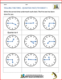 Clock Worksheet - Quarter Past and Quarter to
