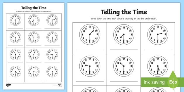 Half Past Worksheet - F-2 - Maths (teacher made) - Twinkl