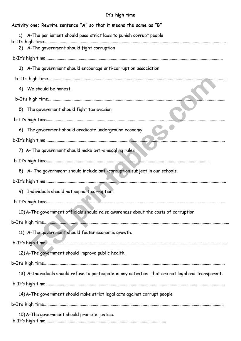 it´s high time - ESL worksheet by mounirao