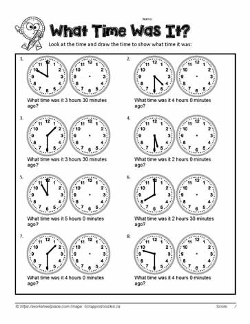 Past Time Half Hour Worksheets
