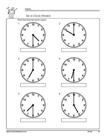 time worksheet hour and