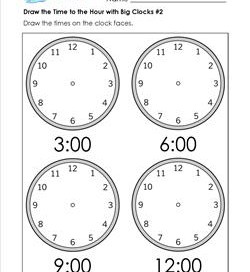Draw the Time with Big Clocks | A Wellspring of Worksheets
