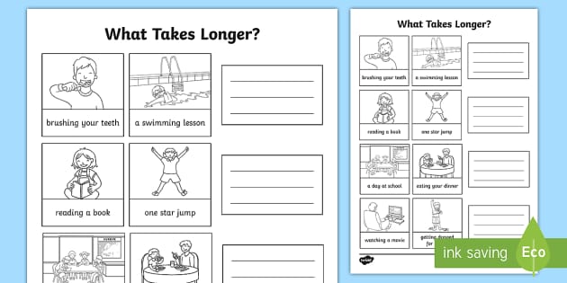 What Takes Longer? Worksheet / Worksheet (teacher made)
