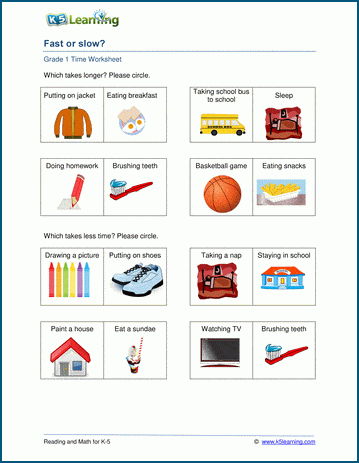 Telling Time Worksheets for Grade 1 Students | Worsheets library