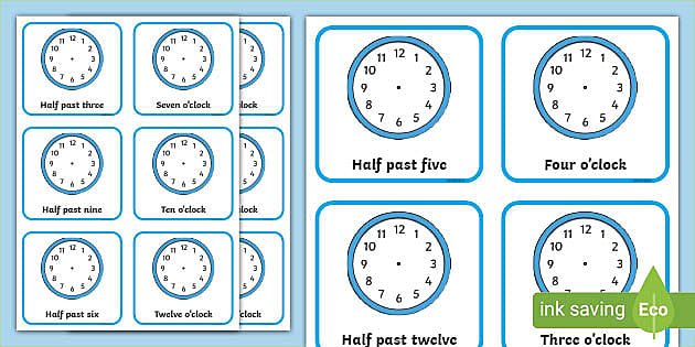 Clock Faces Half Past and OClock Worksheet | Time 