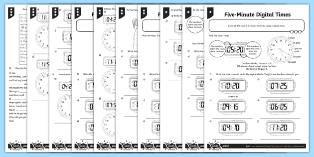 time worksheet ks2 5 minutes