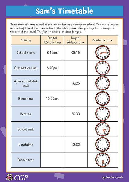 time worksheet ks2 analogue
