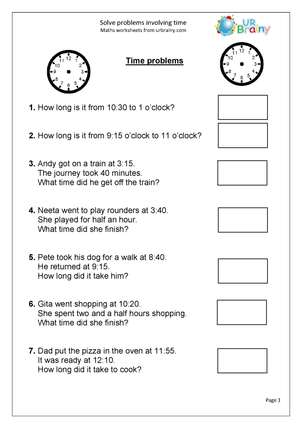time worksheet ks2 year 3