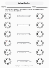 time worksheet later and earlier