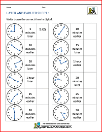 Telling Time to 5 minutes Worksheets