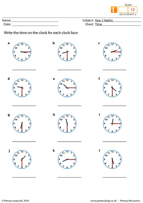 Numeracy: Time | Worksheet | PrimaryLeap.co.uk