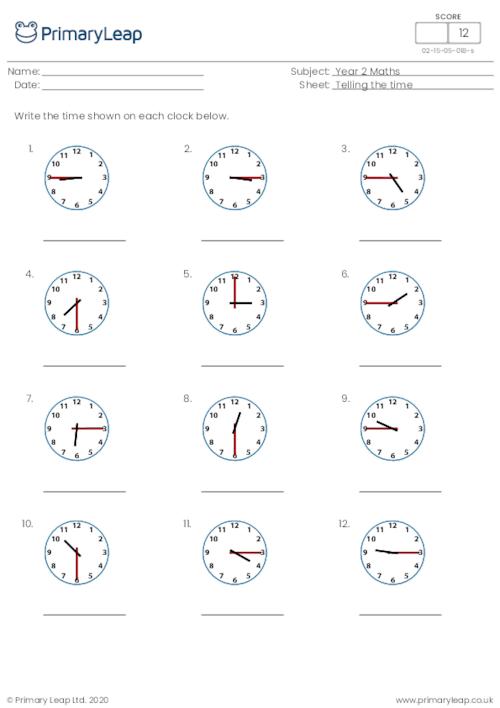 Numeracy: Time | Worksheet | PrimaryLeap.co.uk