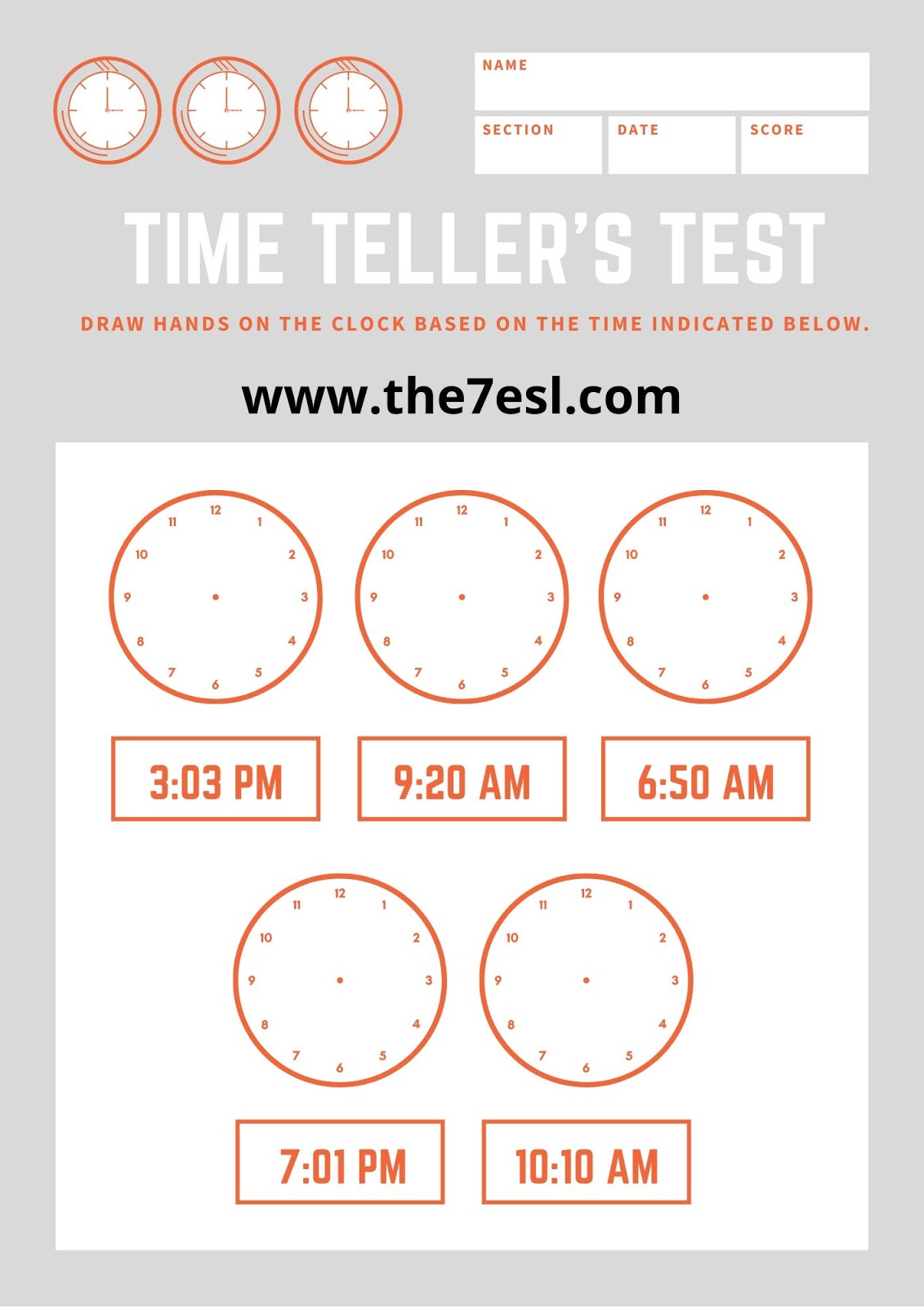 Telling the time Worksheet - English Created Resources