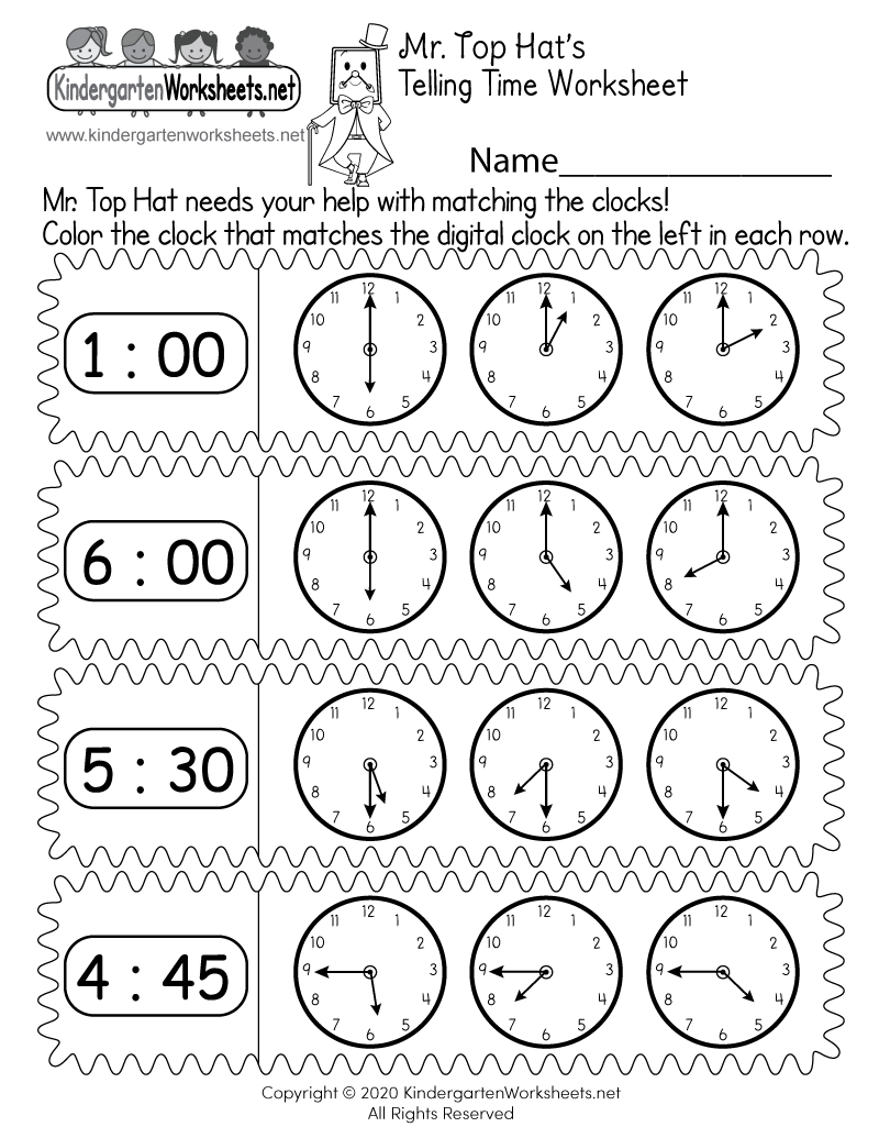 Free Printable Matching Digital and Analog Clocks Worksheet