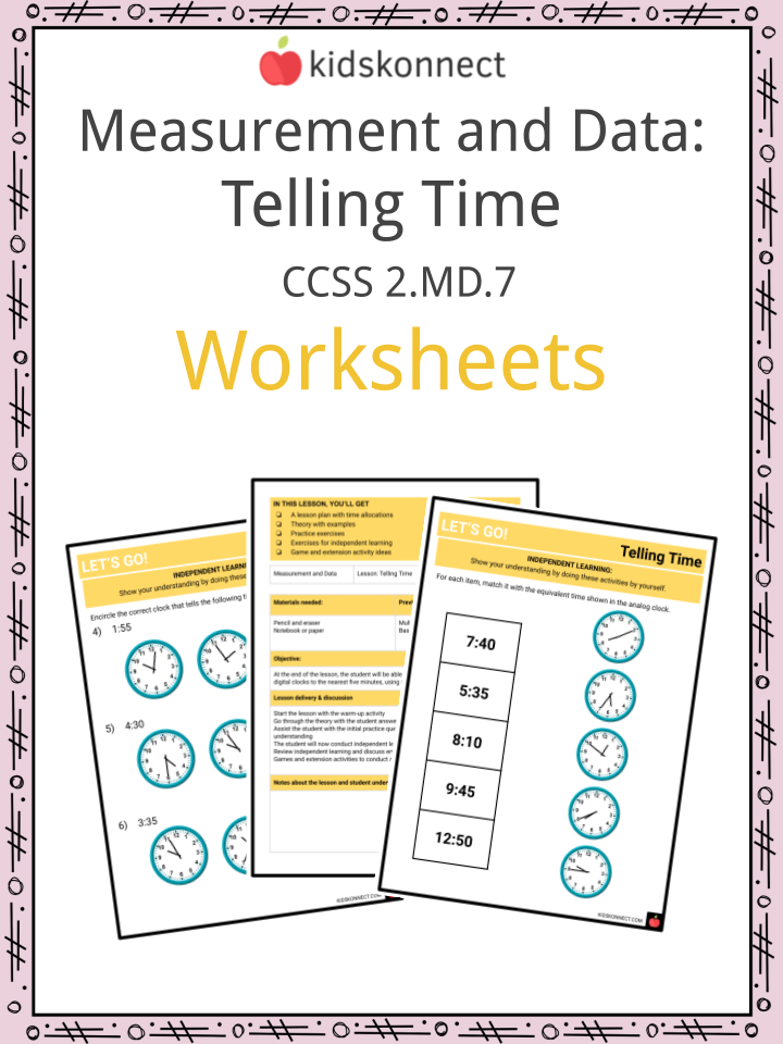Measurement and Data: Telling Time CCSS 2.MD.7 Facts &  Worksheets ...