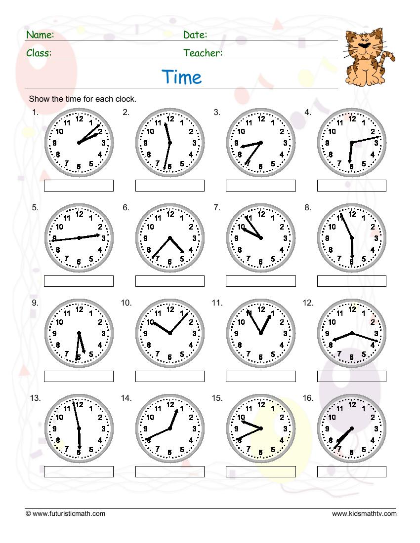 time worksheet math
