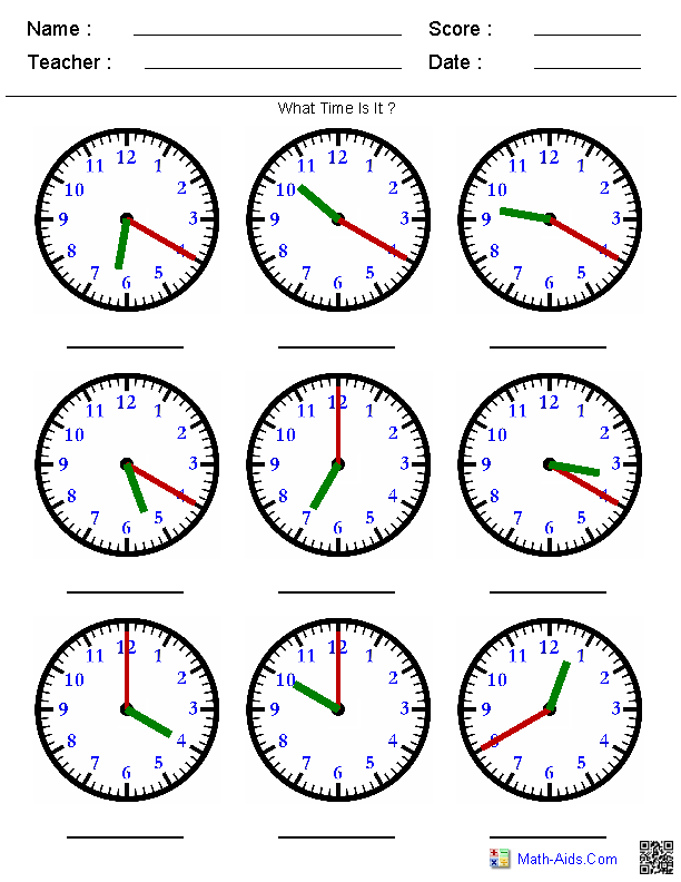 Time Worksheets | Time Worksheets for Learning to Tell Time