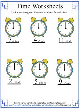 time worksheet minute