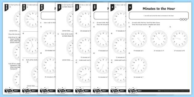 time worksheet minutes to the