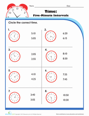 time worksheet minutes to the
