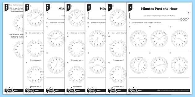 time worksheet minutes to