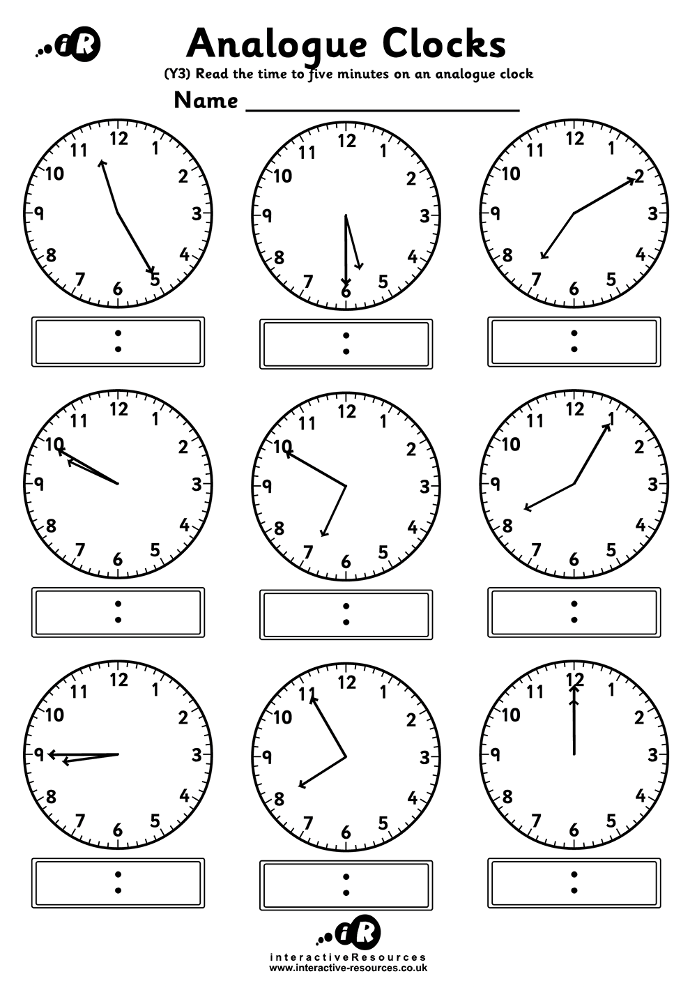 Teaching Time - Free Telling Time Worksheets