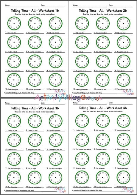 time worksheet minutes