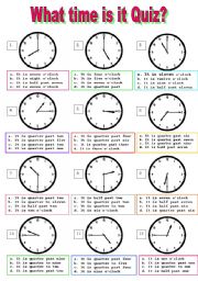 What time is it multiple choice test - ESL worksheet by musti169173