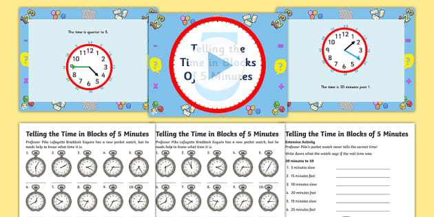 Telling the Time in Blocks of 5 Task Setter Powerpoint with ...