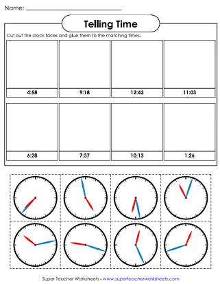 Worksheets: Time to the Nearest Minute