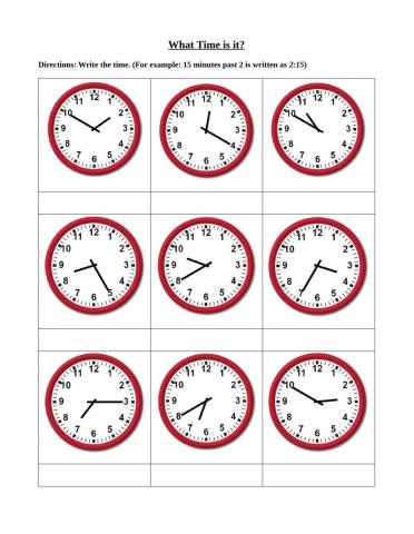 Time to the nearest five minutes worksheet  