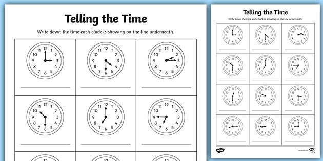 Clock Worksheet (teacher made) - Twinkl