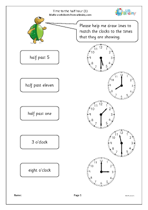 Time Worksheets for Year 2 (age 6-7) - URBrainy.com