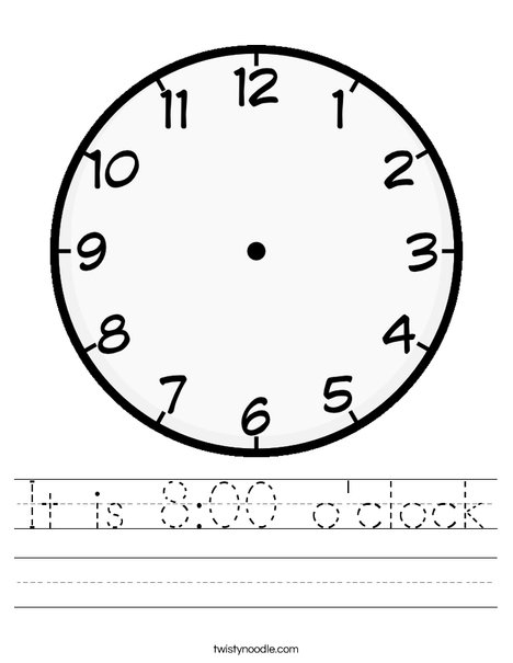 time worksheet oclock
