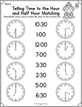 Telling Time to the Half Hour Worksheets - Engaging Activities for ...