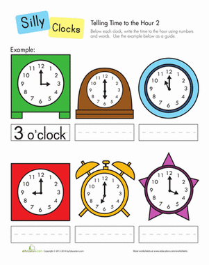 Telling Time to the Hour | Worksheet 