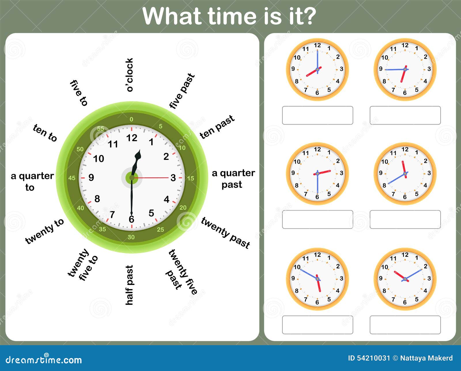 Telling Time Worksheet. Write the Time Shown on the Clock Stock ...
