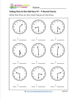 time worksheet one hour