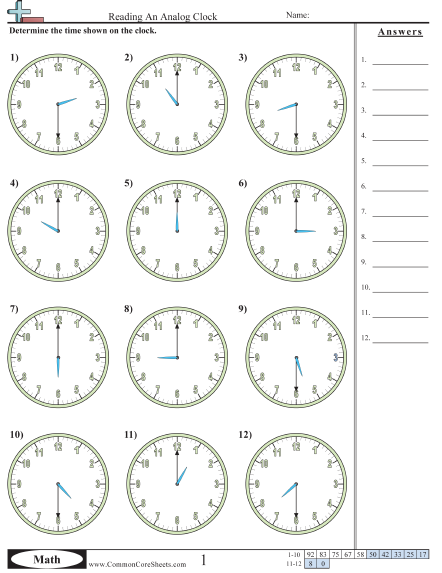 Time Worksheets | Free - CommonCoreSheets