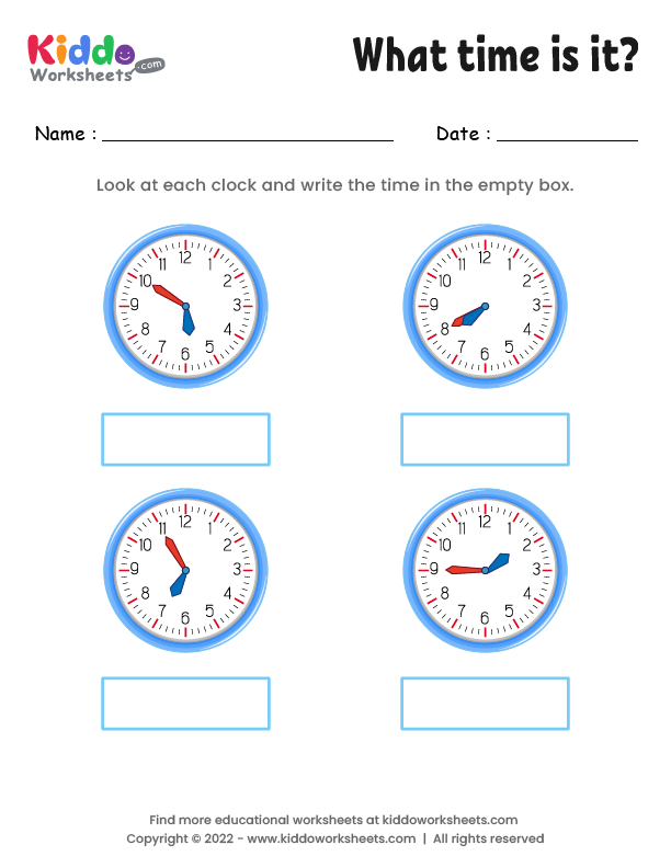 Free Printable what time is it worksheet 1 - kiddoworksheets