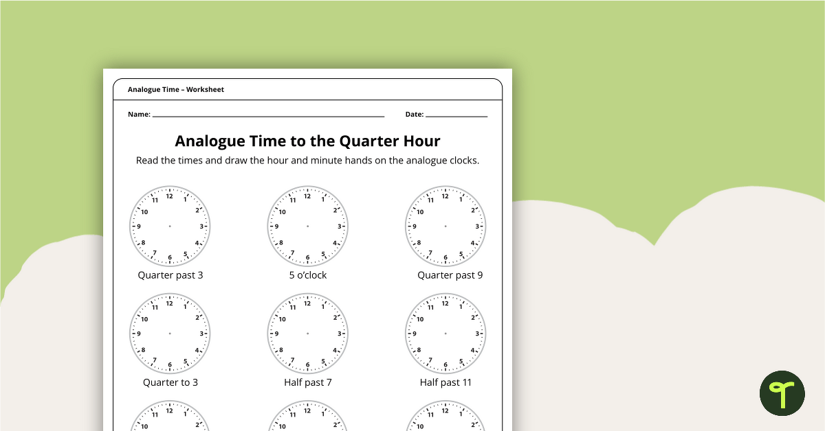 time worksheet past the hour