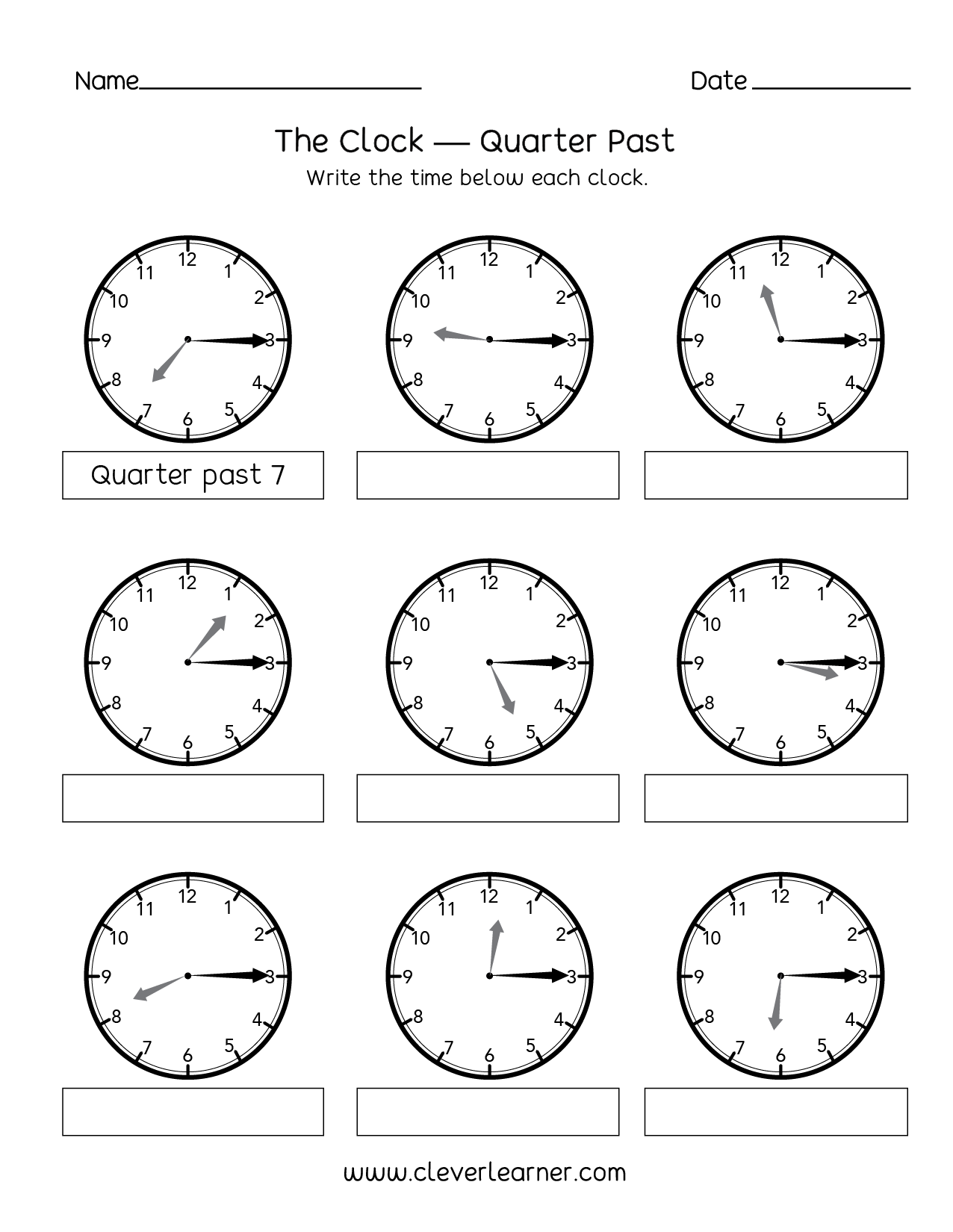 time worksheet past the