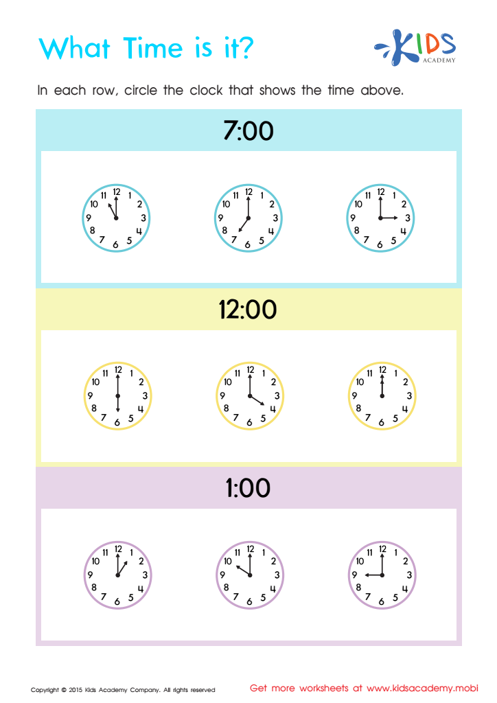 Telling The Time Worksheet: Part 3, Free Printable PDF for Kids