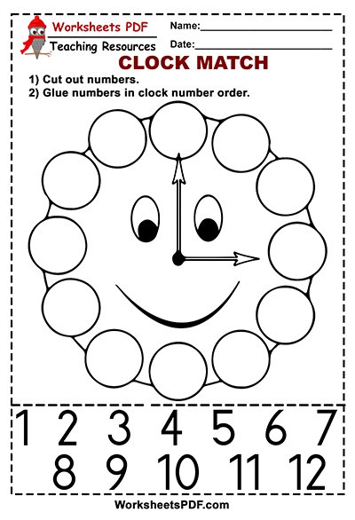 Clock Match - Free Printables - Worksheets PDF