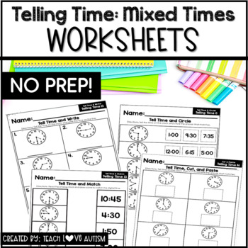 Telling Time Worksheets | Mixed Time Practice | - Shop | Teach ...