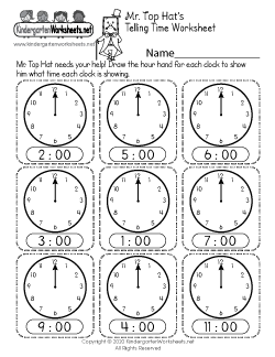 Time Worksheets for Kindergarten (Free Printables)