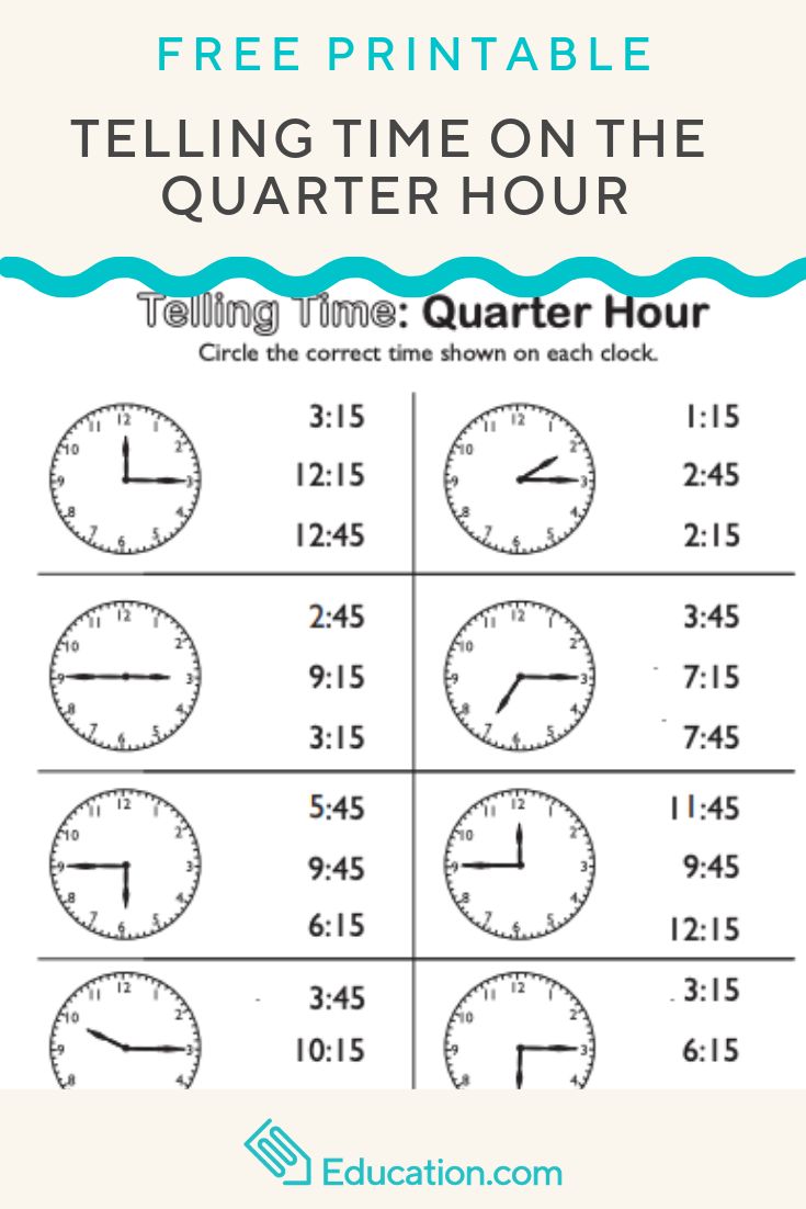 time worksheet quarter hour